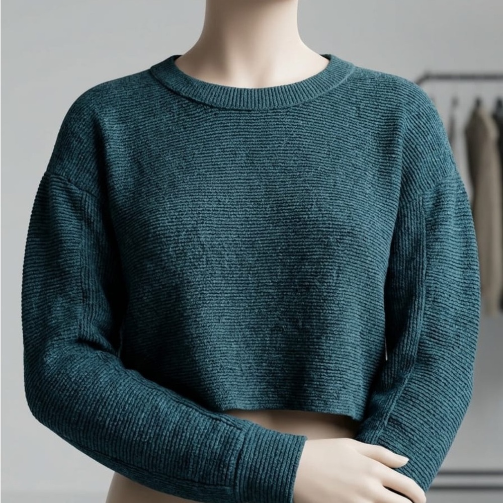 Free People Teal Crew Neck Sweater
